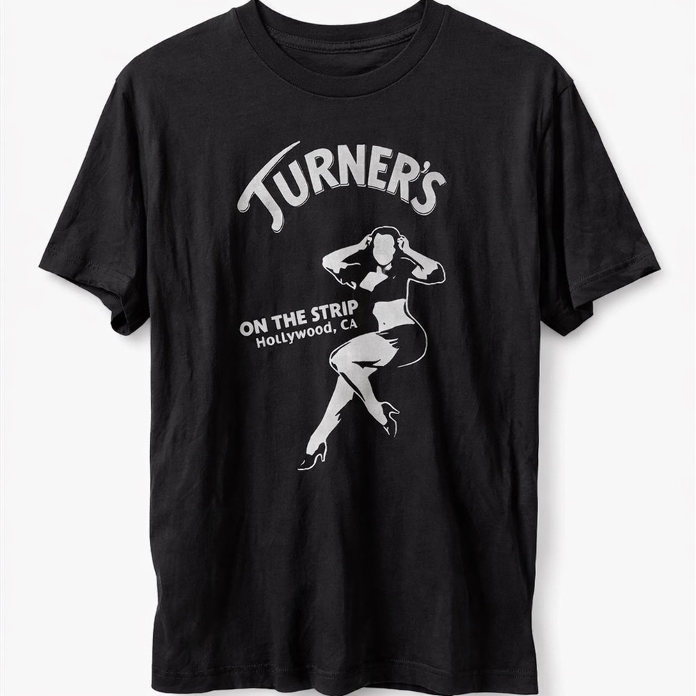 Turner's Graphic Black T‑Shirt with White Pinup Print